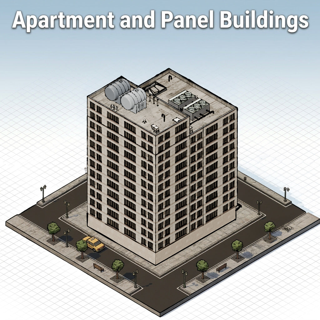 Isometric Apartment and Panel Buildings