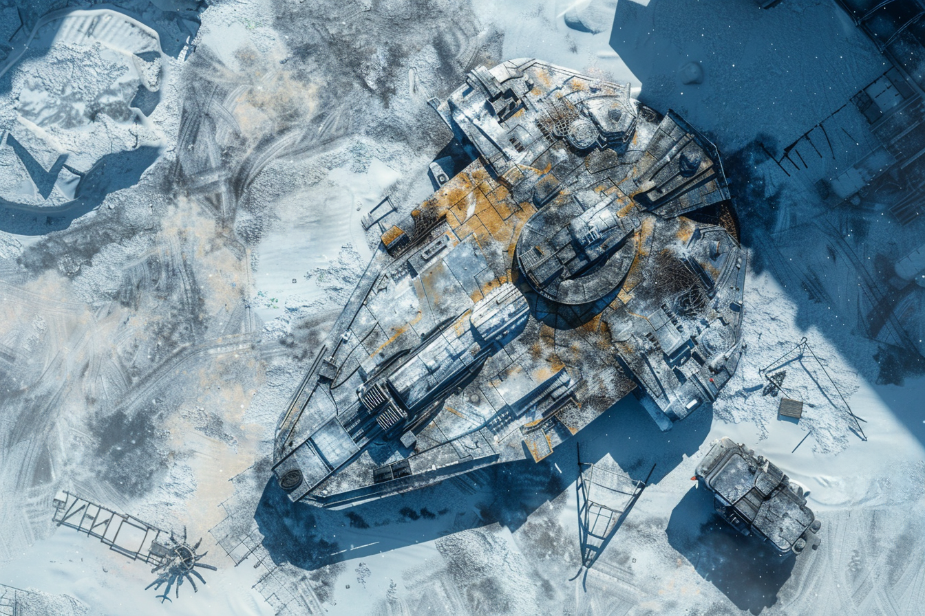 56 Snowy Sci-Fi Wreckage Maps