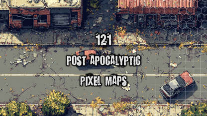 121 Post-Apocalyptic Pixel style (Retro) Roads and Streets