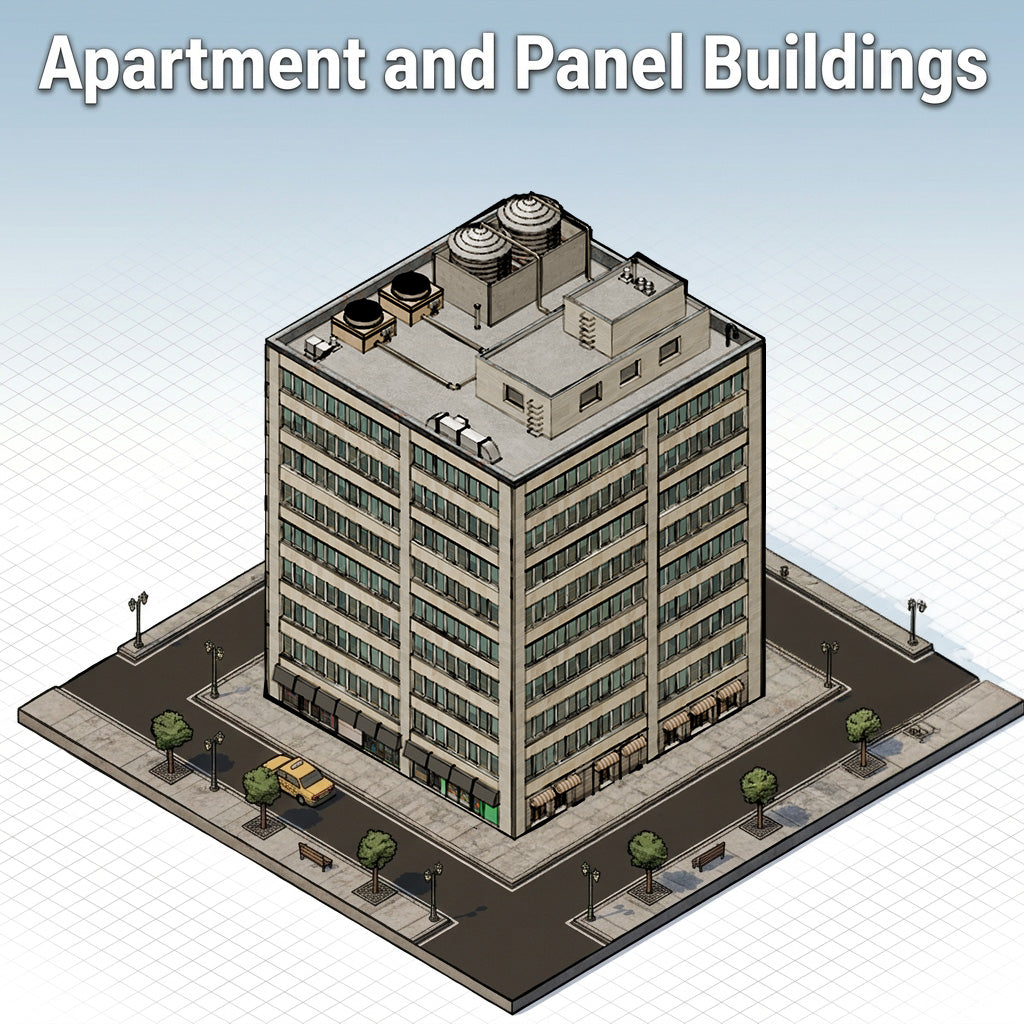 Isometric Apartment and Panel Buildings