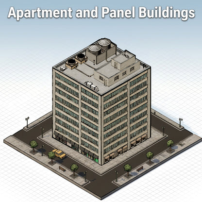 Isometric Apartment and Panel Buildings