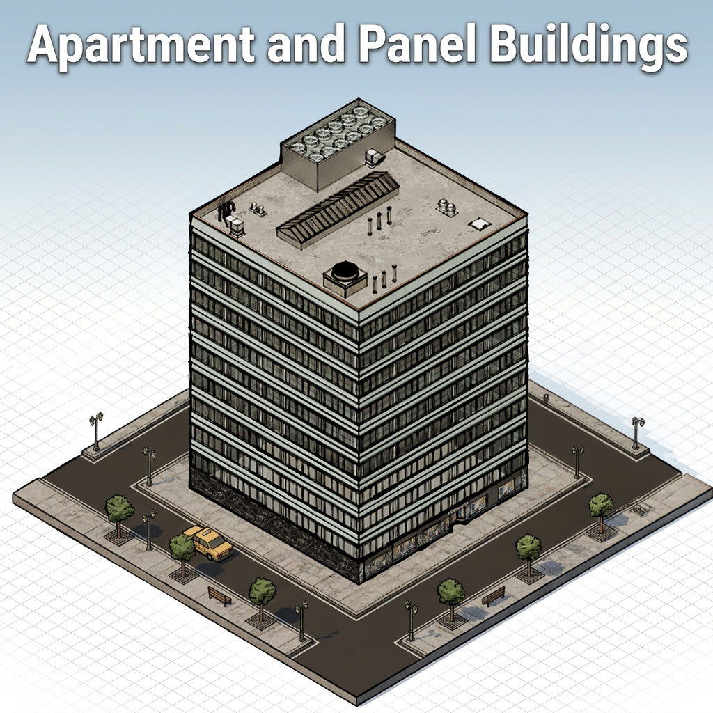 Isometric Apartment and Panel Buildings