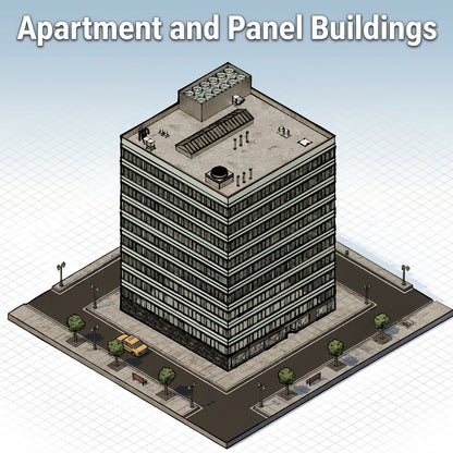 Isometric Apartment and Panel Buildings