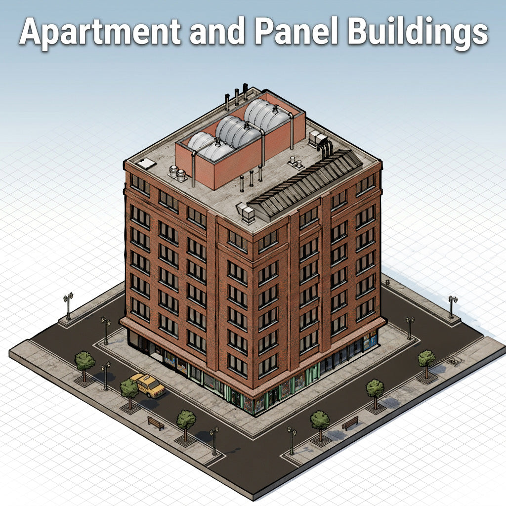 Isometric Apartment and Panel Buildings