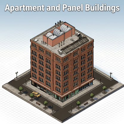 Isometric Apartment and Panel Buildings