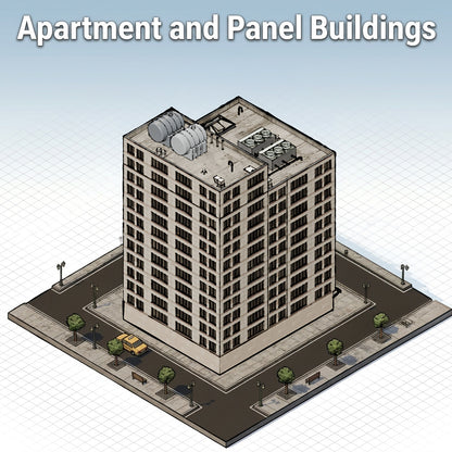 Isometric Apartment and Panel Buildings