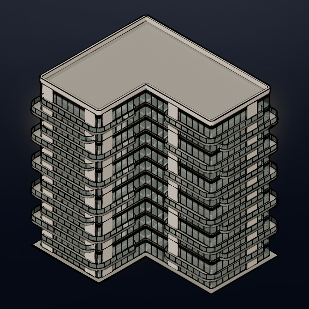 Isometric Multi Story Residential Buildings