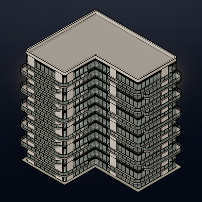 Isometric Multi Story Residential Buildings