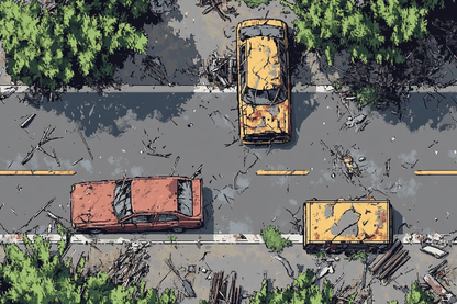 121 Post-Apocalyptic Pixel style (Retro) Roads and Streets