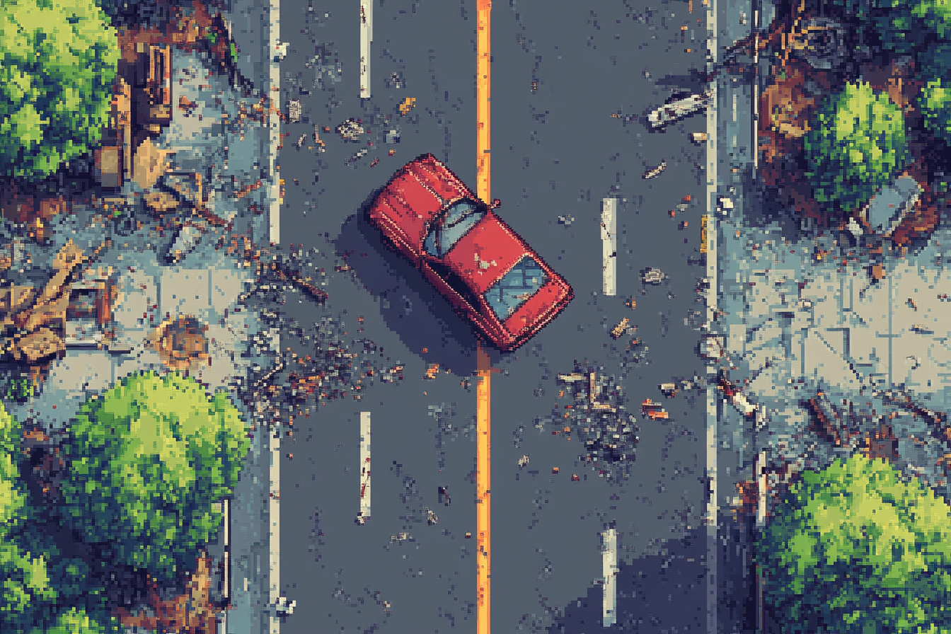 121 Post-Apocalyptic Pixel style (Retro) Roads and Streets